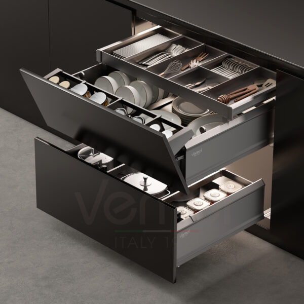 FINE Series - Luxurious Three-sided Aluminum Alloy Multi-functional Inclined Pull-out Basket