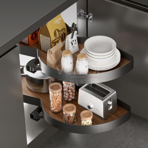 FIND series corner flying saucer pull-out basket (walnut wood)