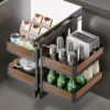 FINE3.0 series full-pull small monster corner pull-out basket (walnut wood)