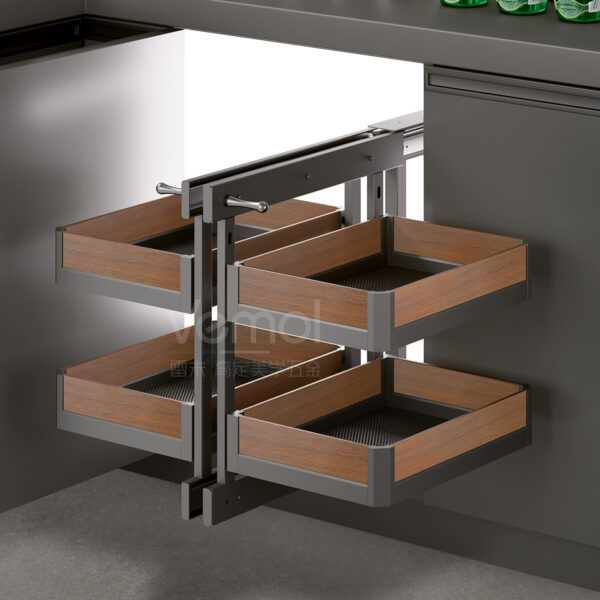 FINE3.0 series full-pull small monster corner pull-out basket (walnut wood)